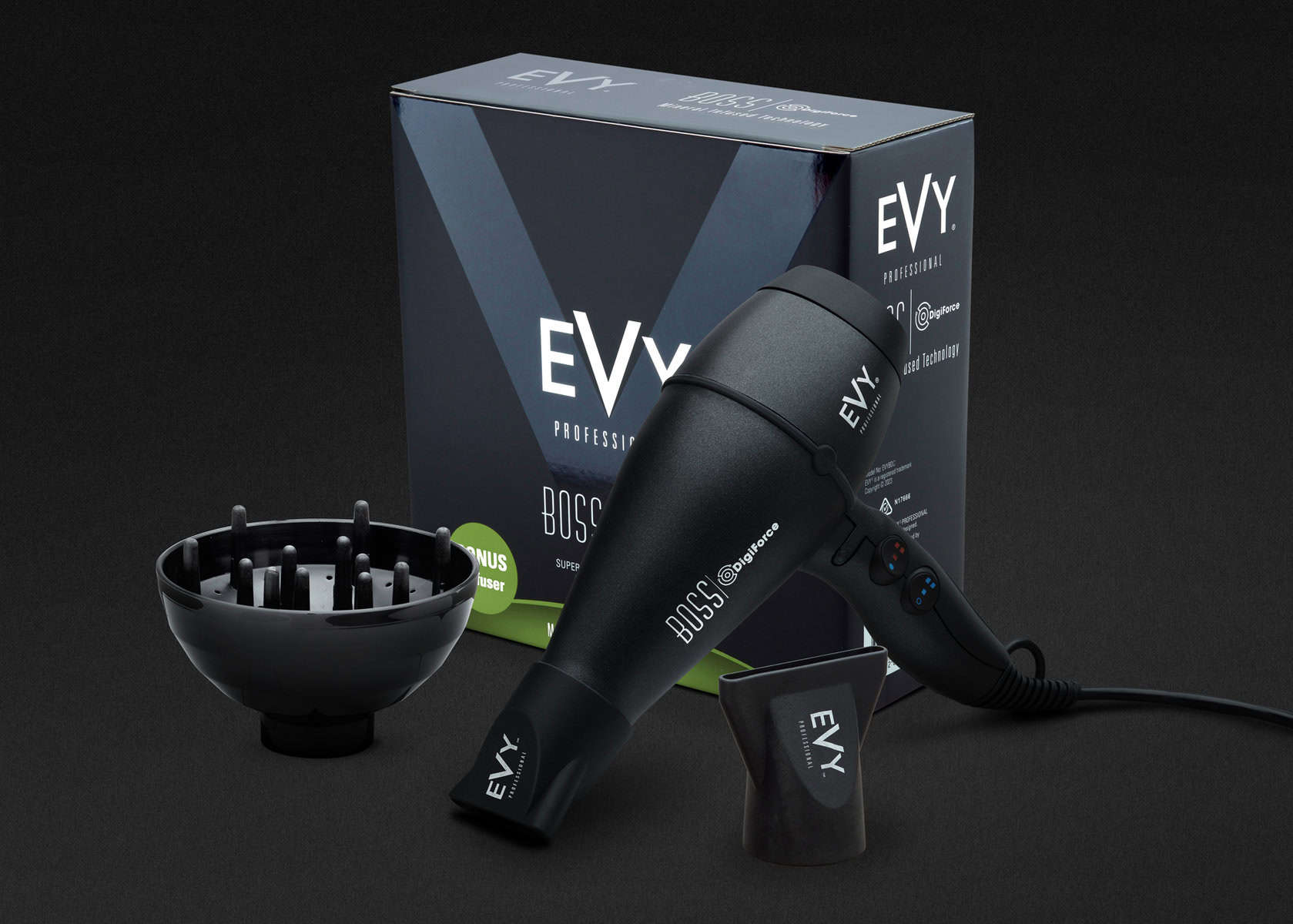 Evy Professional Boss Digiforce Hair Dryer Graphite 2650W